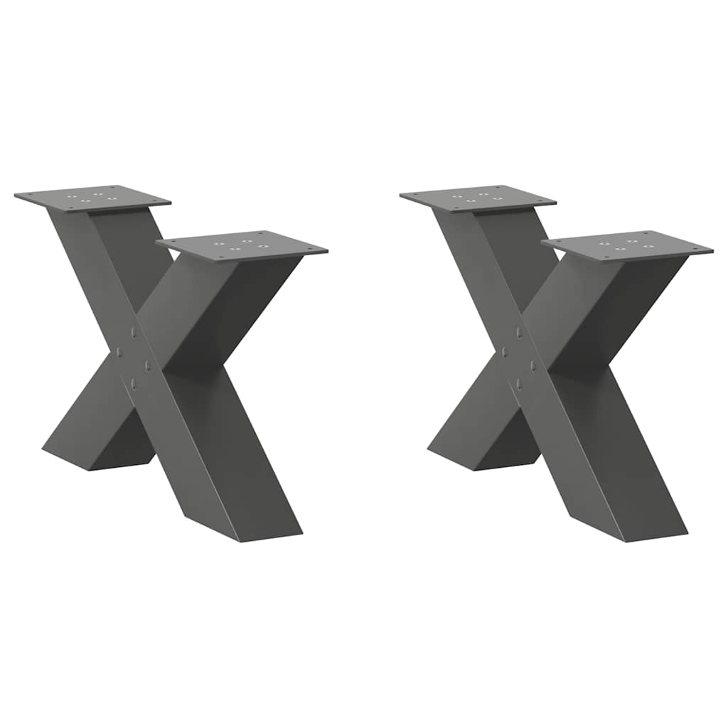 vidaXL Coffee Table Legs 2 pcs X-shaped 30x(30-31) cm steel black