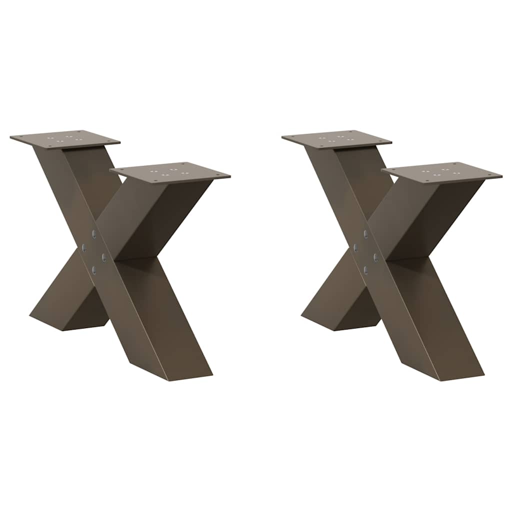 vidaXL Coffee Table Legs 2 pcs X-shaped 30x(30-31) cm steel black
