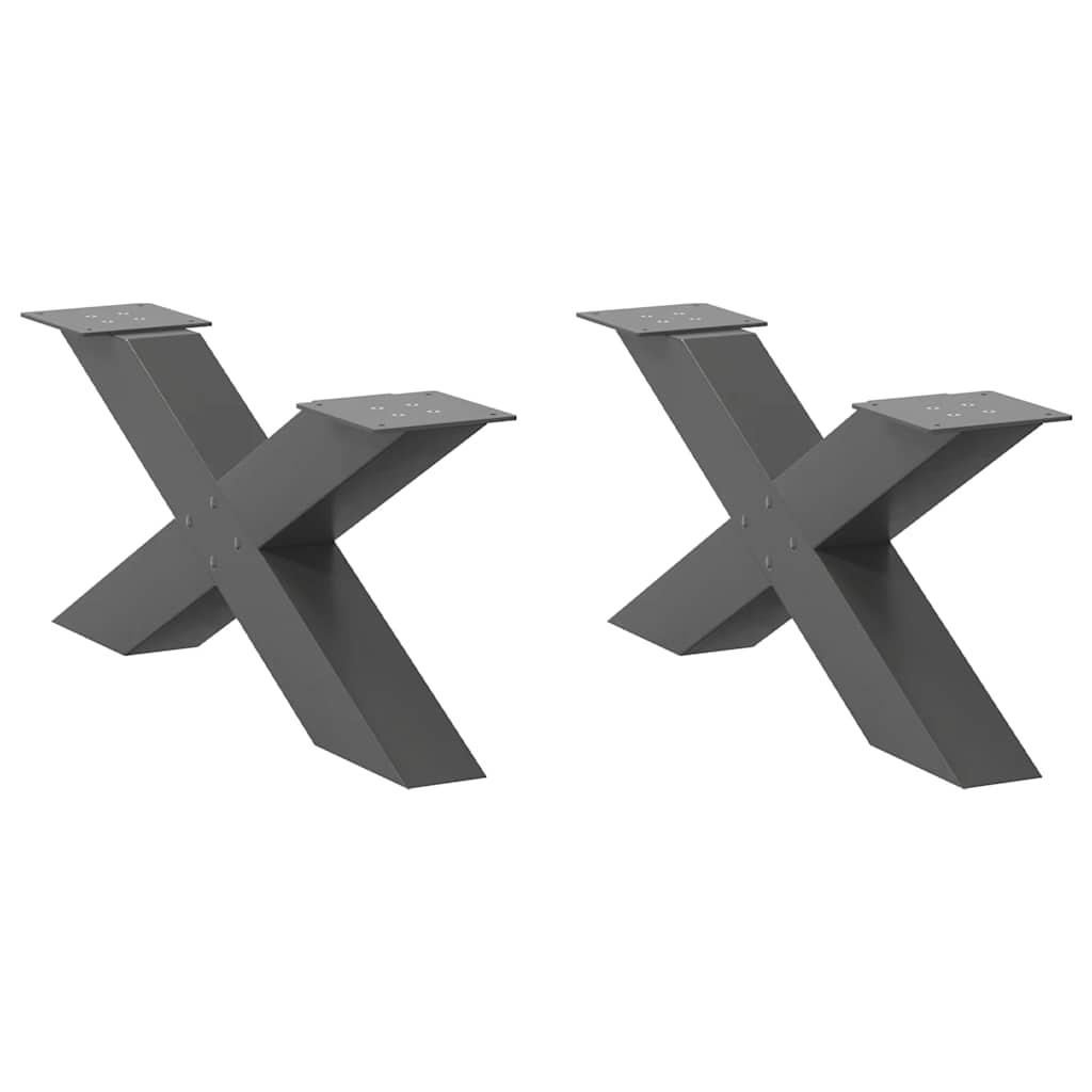 vidaXL Coffee Table Legs 2 pcs X-shaped 30x(30-31) cm steel black