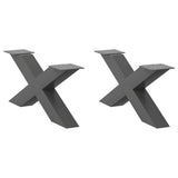 vidaXL Coffee Table Legs 2 pcs X-shaped 30x(30-31) cm steel black