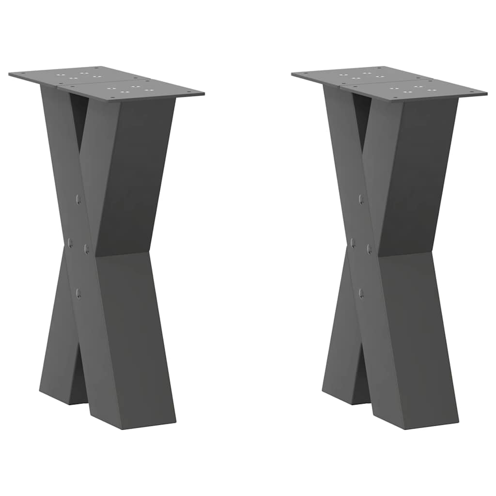 vidaXL Coffee Table Legs 2 pcs X-shaped 30x(30-31) cm steel black