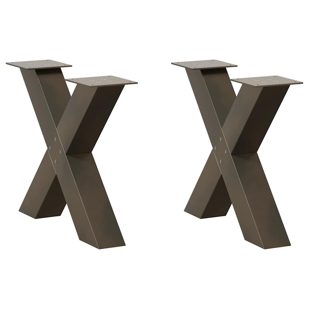 vidaXL Coffee Table Legs 2 pcs X-shaped 30x(30-31) cm steel black