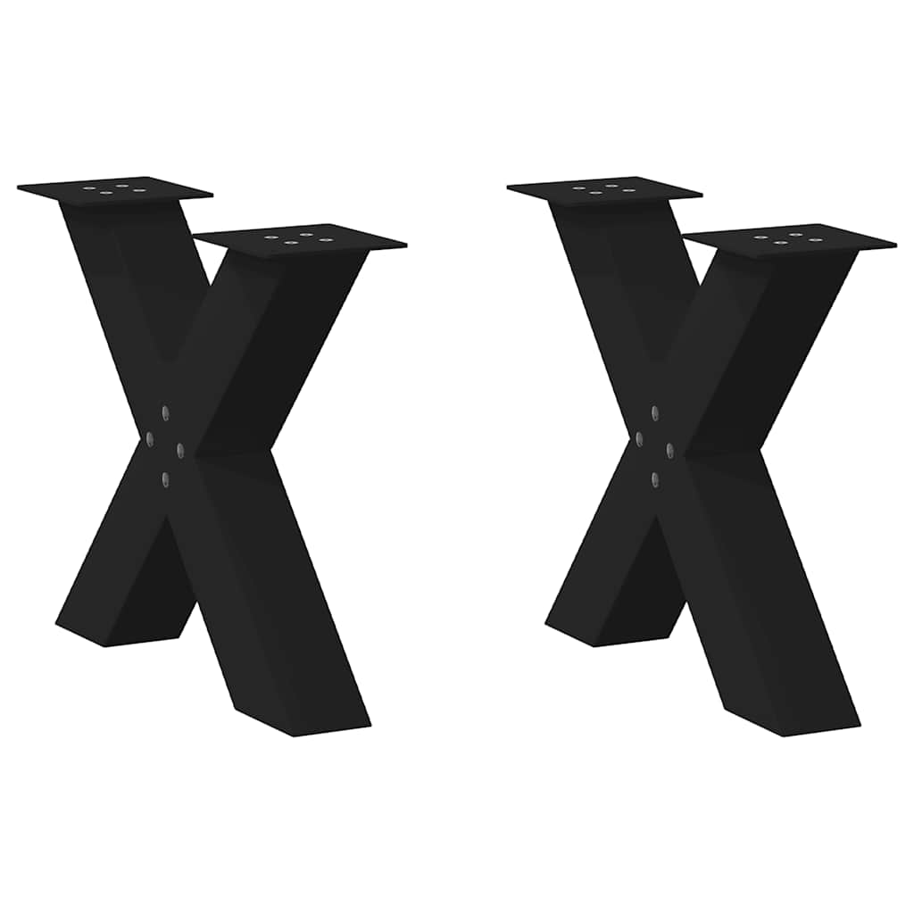 vidaXL Coffee Table Legs 2 pcs X-shaped 30x(30-31) cm steel black