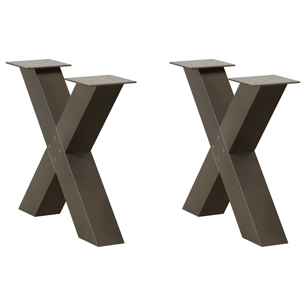 vidaXL Coffee Table Legs 2 pcs X-shaped 30x(30-31) cm steel black