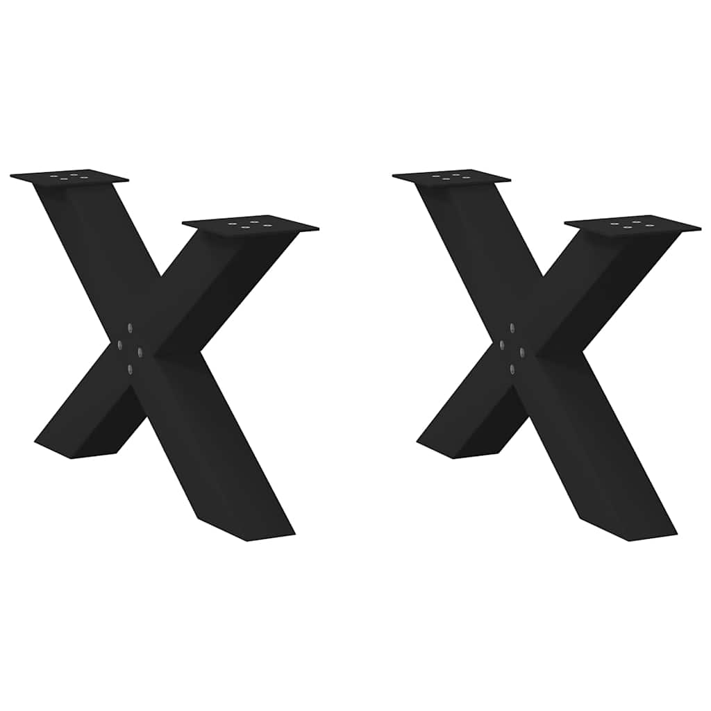 vidaXL Coffee Table Legs 2 pcs X-shaped 30x(30-31) cm steel black