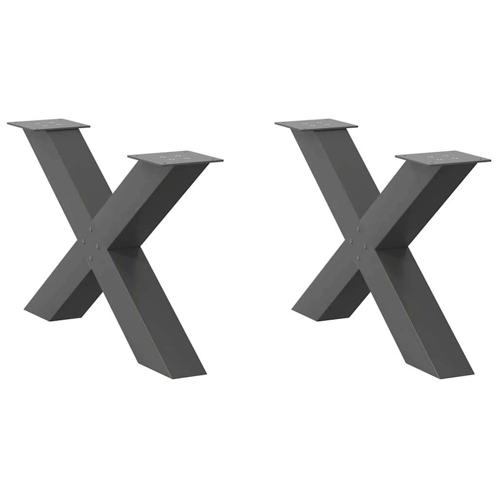 vidaXL Coffee Table Legs 2 pcs X-shaped 30x(30-31) cm steel black