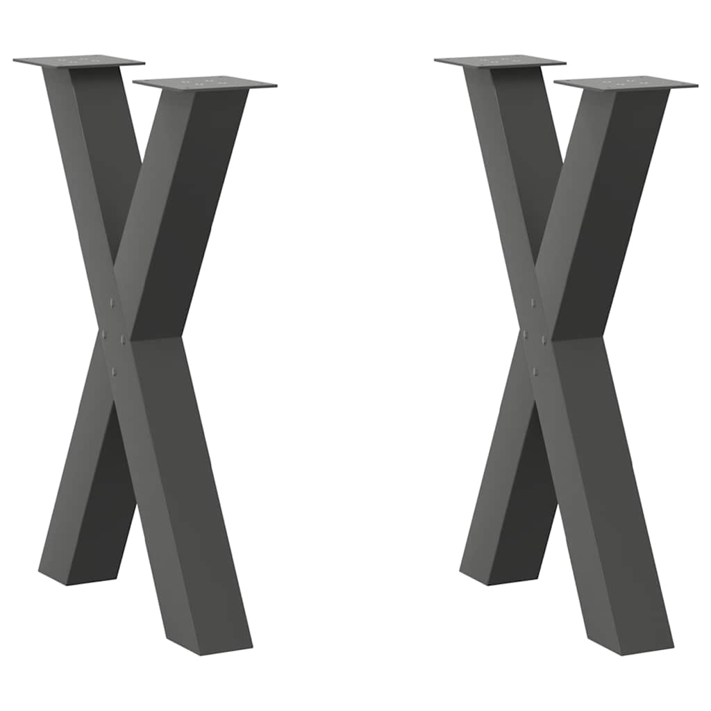 vidaXL Coffee Table Legs 2 pcs X-shaped 30x(30-31) cm steel black