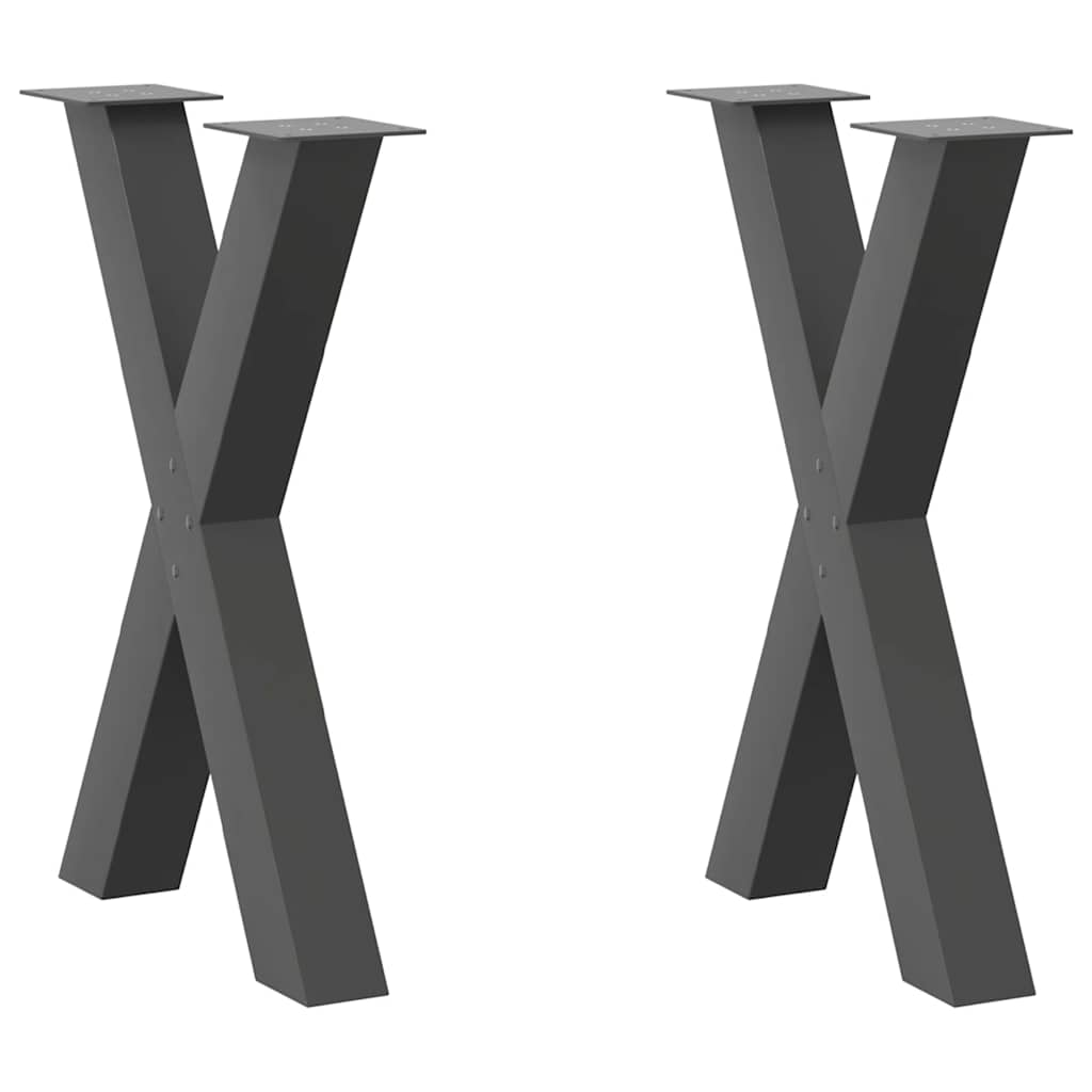vidaXL Coffee Table Legs 2 pcs X-shaped 30x(30-31) cm steel black