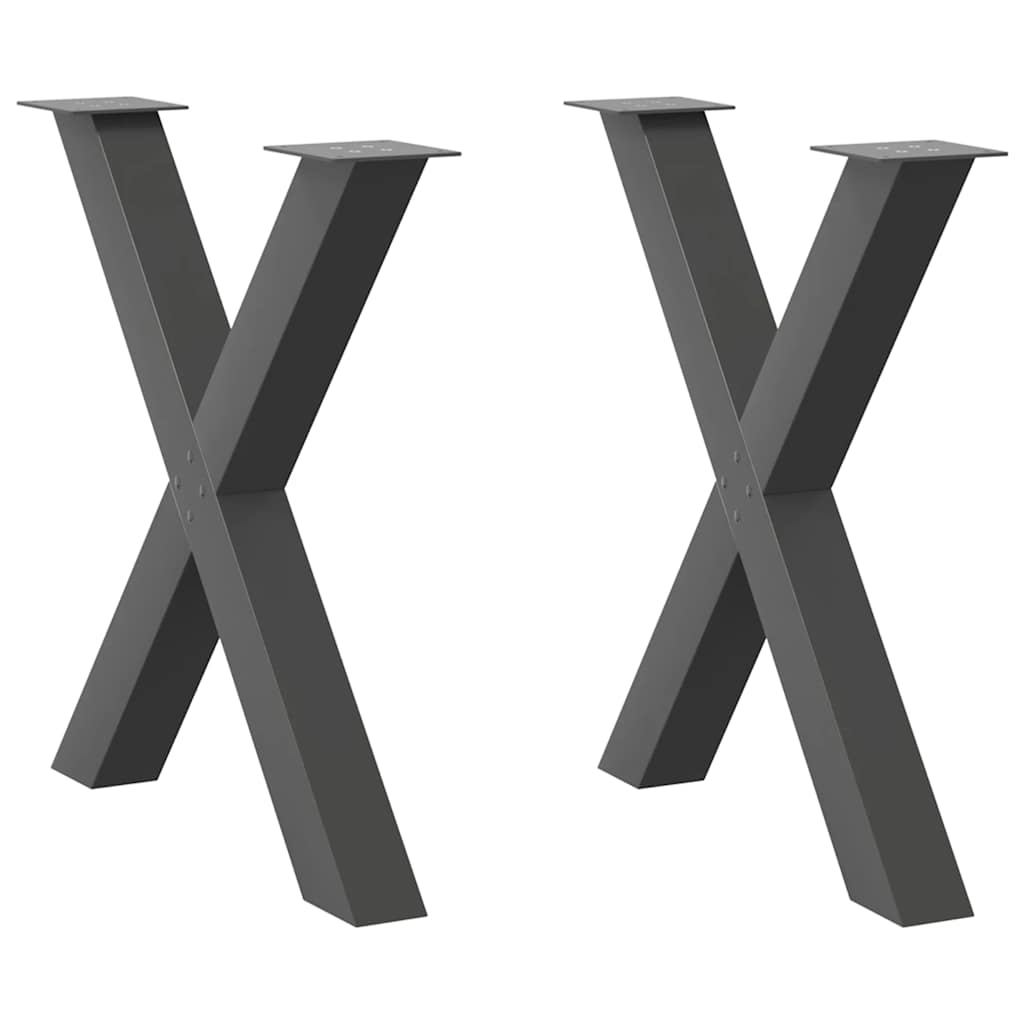 vidaXL Coffee Table Legs 2 pcs X-shaped 30x(30-31) cm steel black