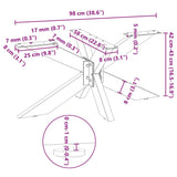 vidaXL Salontafelpoot spider vorm 98x58x(42-43) cm staal zwart