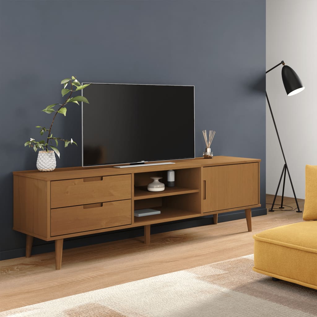 vidaXL Tv-meubel MOLDE 158x40x49 cm massief grenenhout wit