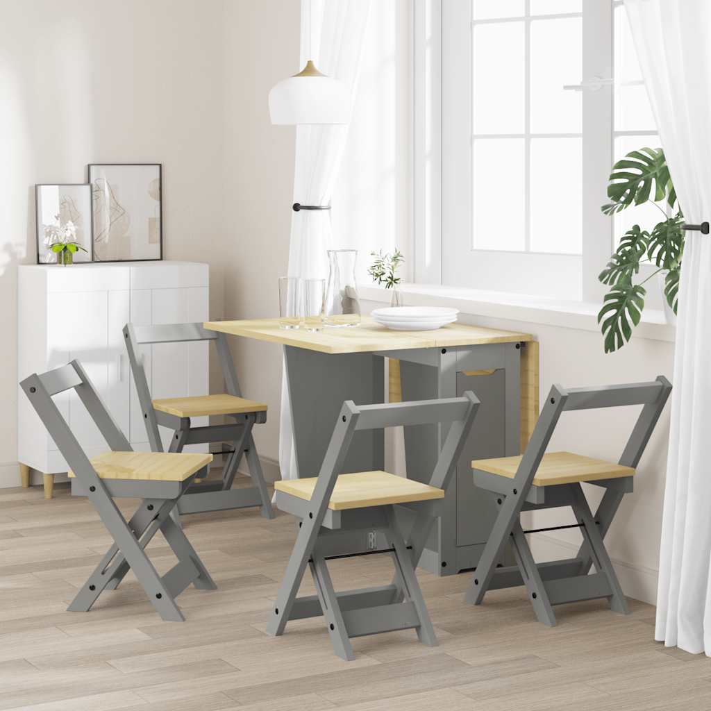 vidaXL Eetkamerstoelen 4 st Corona inklapbaar grenenhout wasbruin
