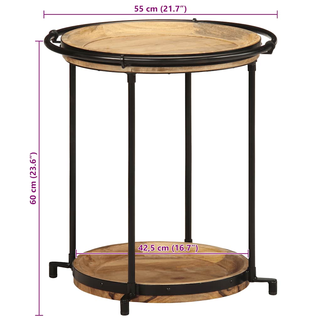vidaXL Side table Ø55x60 cm solid mango wood