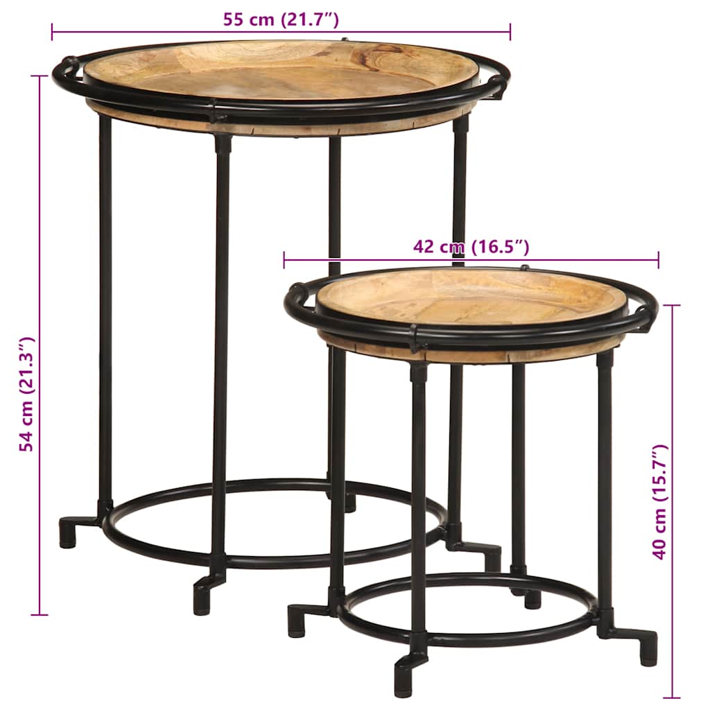 vidaXL 2-piece Side Table Set Solid Mango Wood