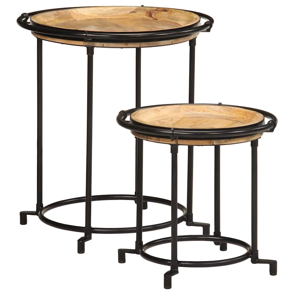 vidaXL 2-piece Side Table Set Solid Mango Wood