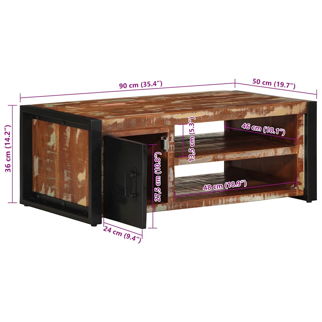 vidaXL Salontafel 90x50x36 cm massief ruw mangohout