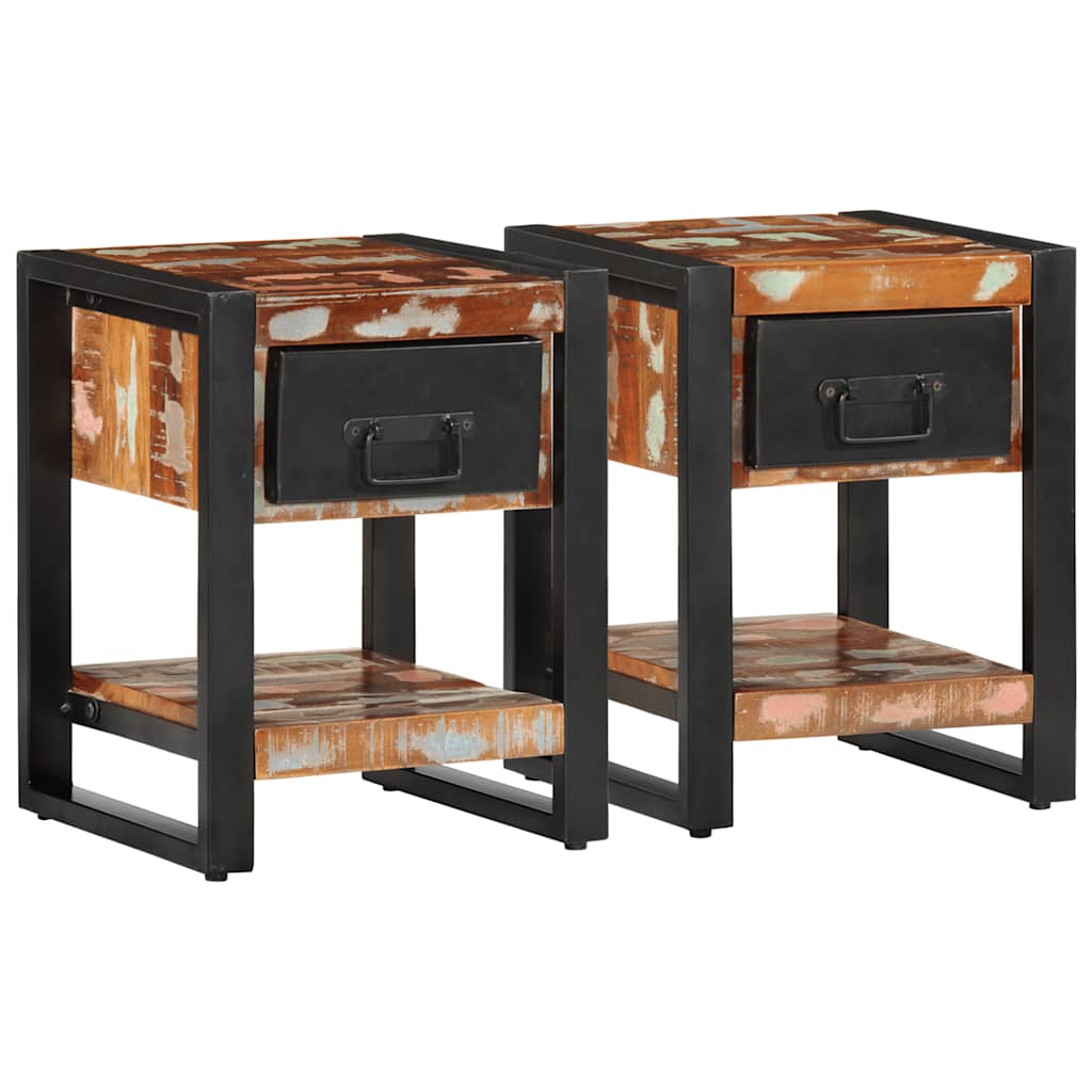vidaXL Nachtkastje 35x34x45 cm massief ruw mangohout