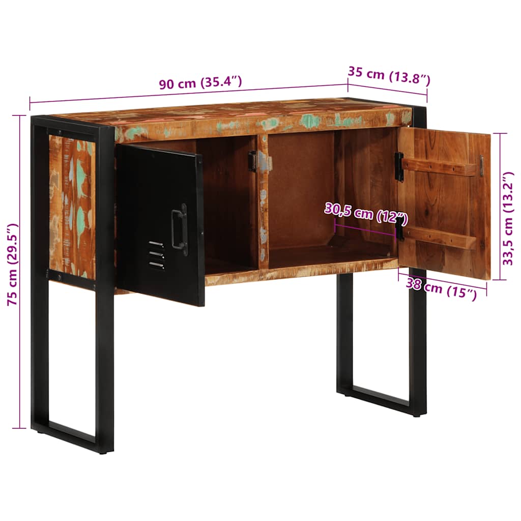 vidaXL Wandkast 90x35x75 cm massief ruw mangohout