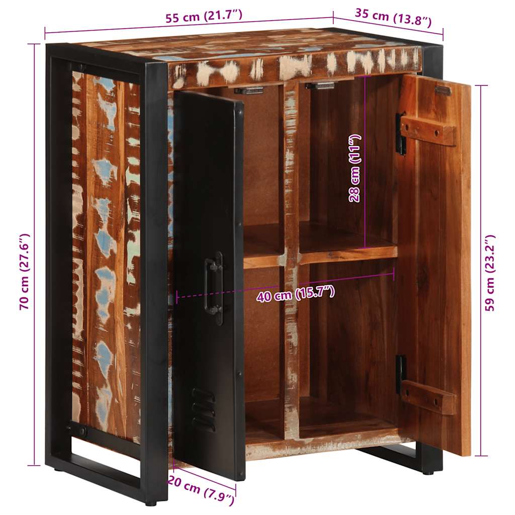 vidaXL Dressoir 55x35x70 cm massief gerecycled hout meerkleurig