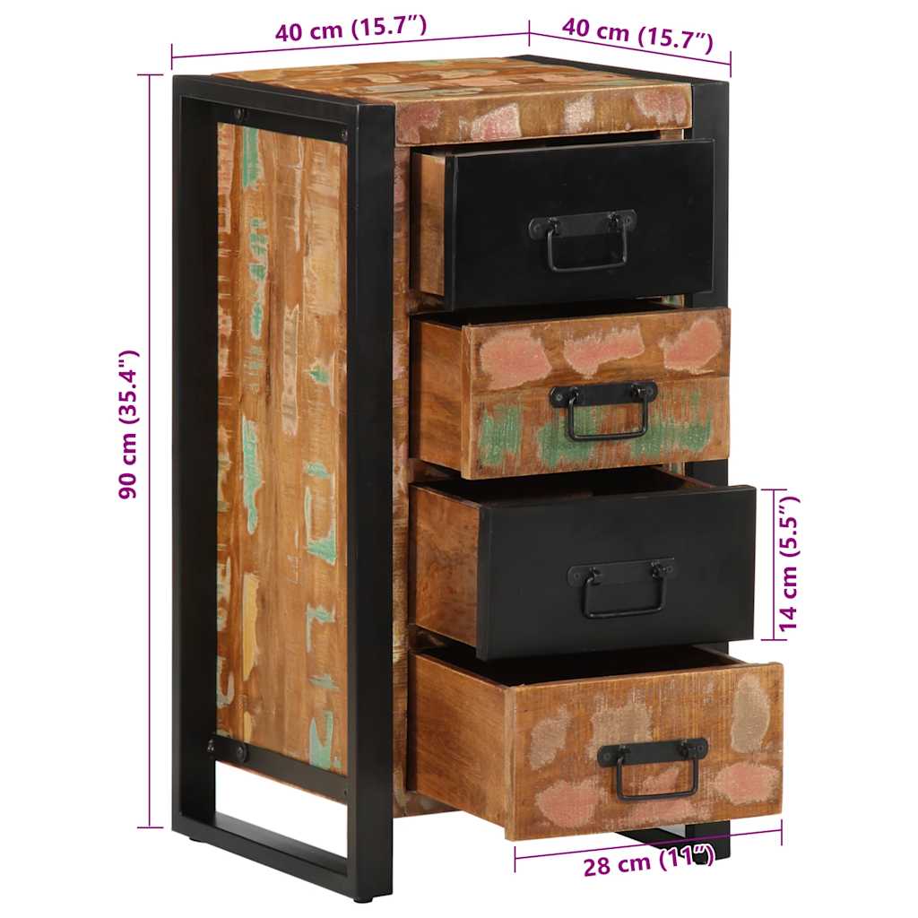 vidaXL Ladekast 40x40x75 cm massief gerecycled hout meerkleurig