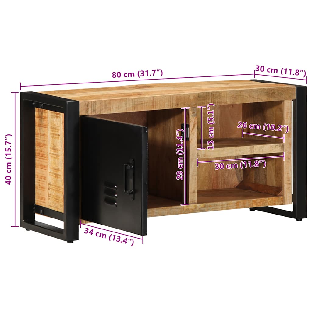 vidaXL Tv-meubel 80x30x40 cm massief ruw mangohout