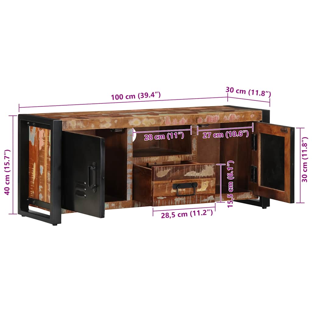 vidaXL Tv-meubel 100x30x40 cm massief ruw mangohout