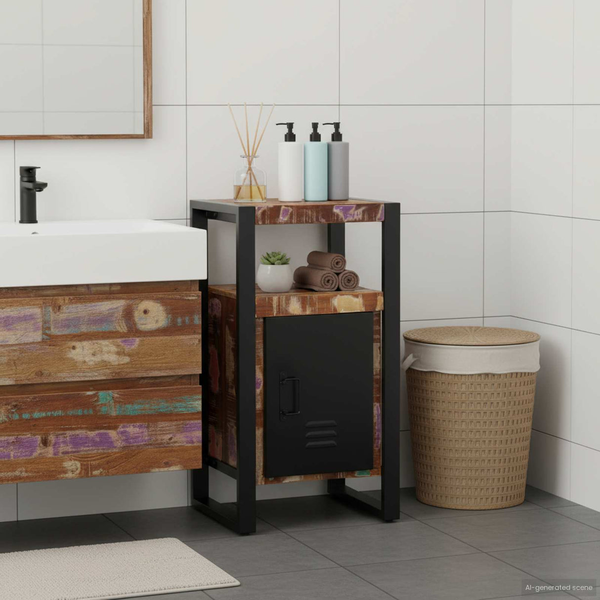 vidaXL Bathroom Cabinet with Shelf Brown 40 x 35 x 75 cm Solid Mango Wood