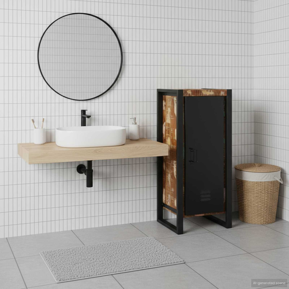 vidaXL Badkamerkast met plank Bruin 40 x 35 x 90 cm Massief Mango Hout