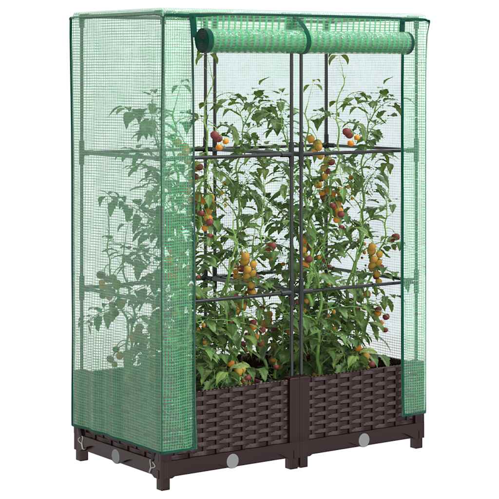 vidaXL Plantenbak verhoogd met kashoes 40x40x123 cm rattanlook
