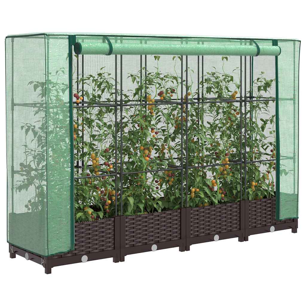 vidaXL Plantenbak verhoogd met kashoes 40x40x123 cm rattanlook