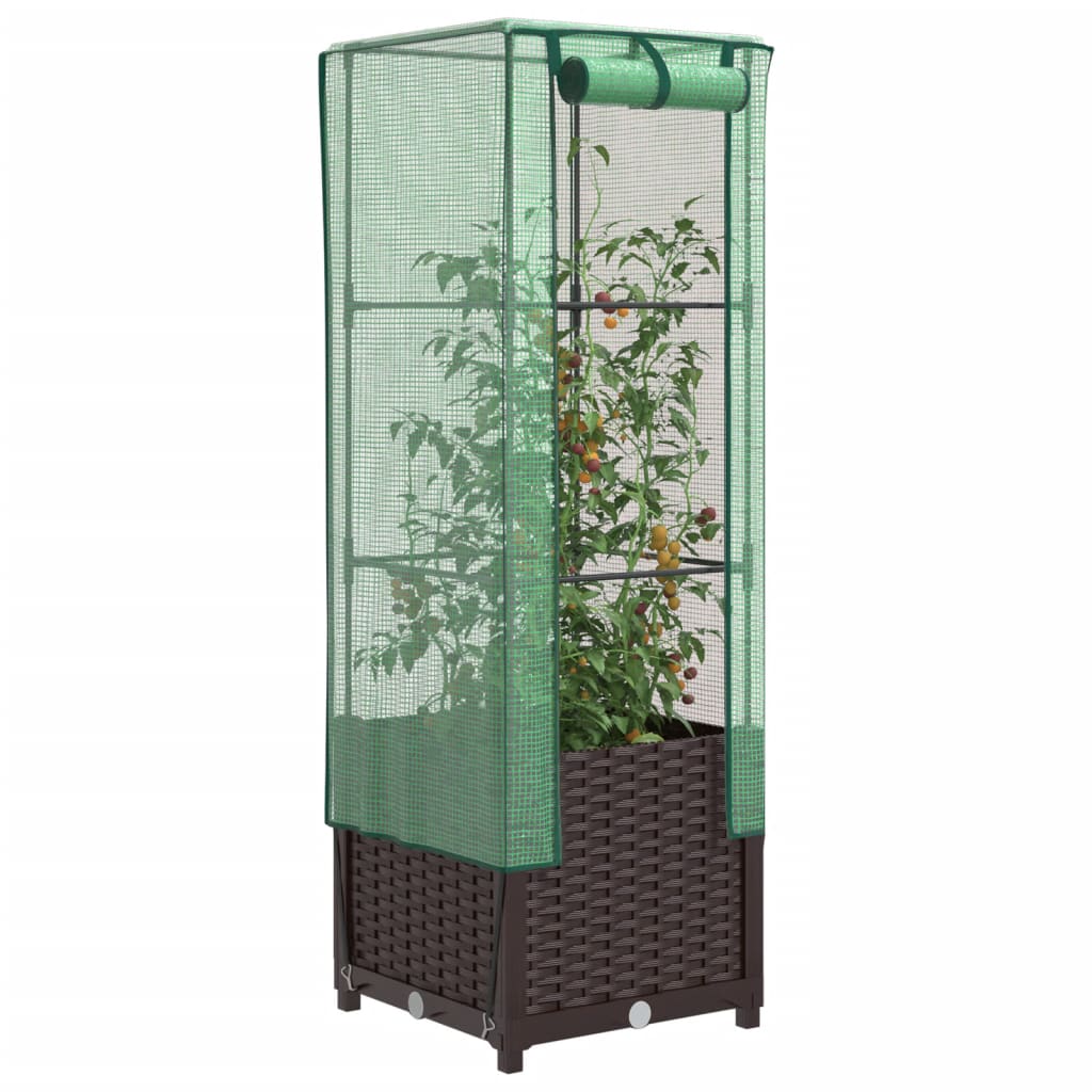 vidaXL Plantenbak verhoogd met kashoes 40x40x123 cm rattanlook