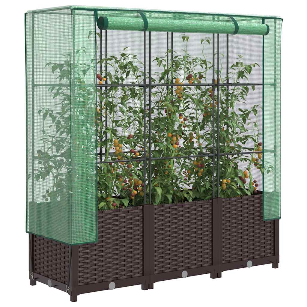 vidaXL Plantenbak verhoogd met kashoes 40x40x123 cm rattanlook
