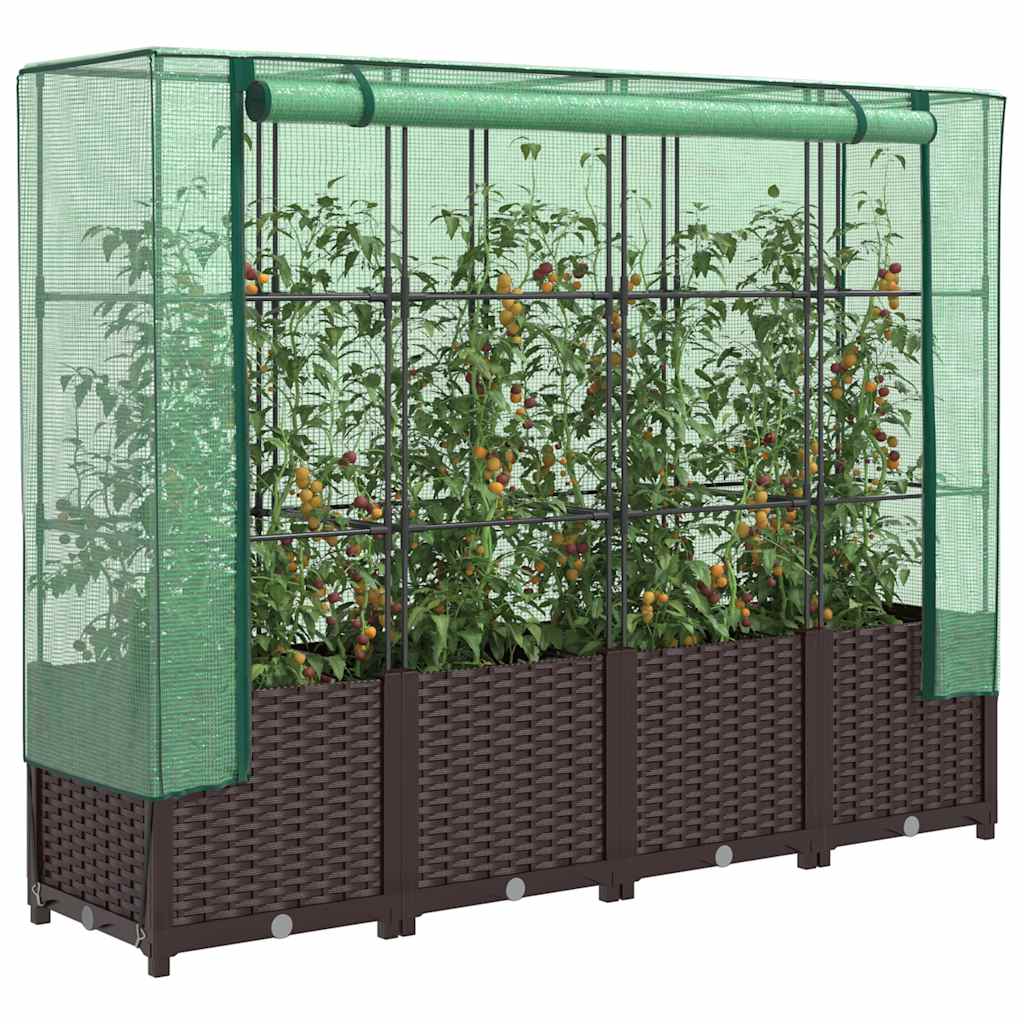 vidaXL Plantenbak verhoogd met kashoes 40x40x123 cm rattanlook