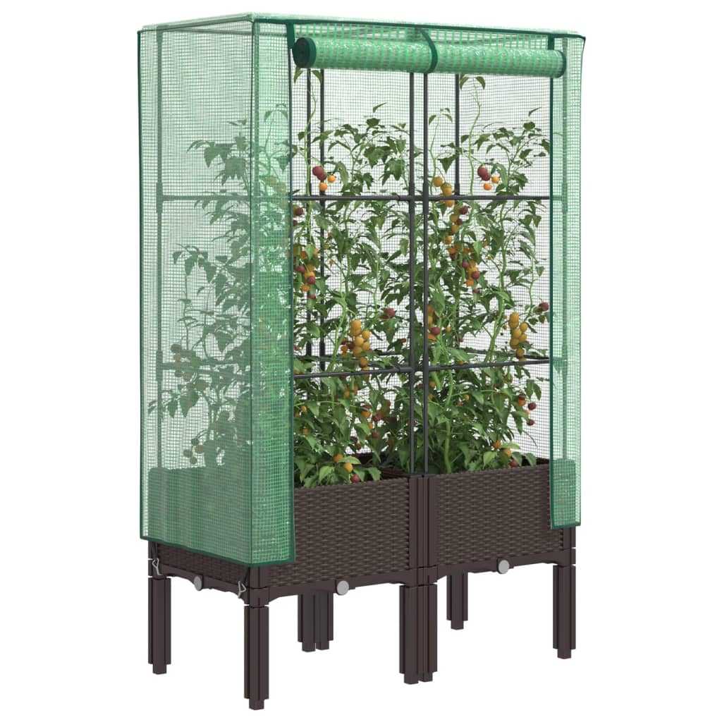 vidaXL Plantenbak verhoogd met kashoes 40x40x140 cm rattanlook
