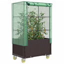 vidaXL Raised Planter with Cover and Wheels 80x50x182 cm Rattan Look