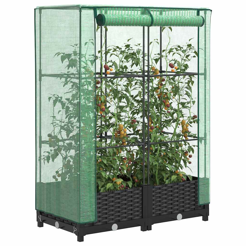 vidaXL Plantenbak verhoogd met kashoes 40x40x123 cm rattanlook