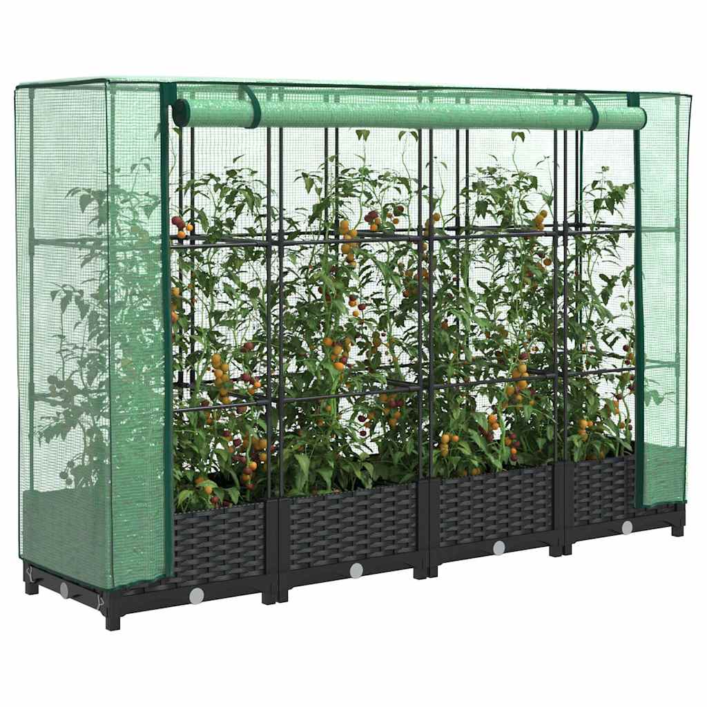 vidaXL Plantenbak verhoogd met kashoes 40x40x123 cm rattanlook