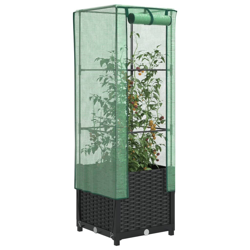 vidaXL Plantenbak verhoogd met kashoes 40x40x123 cm rattanlook