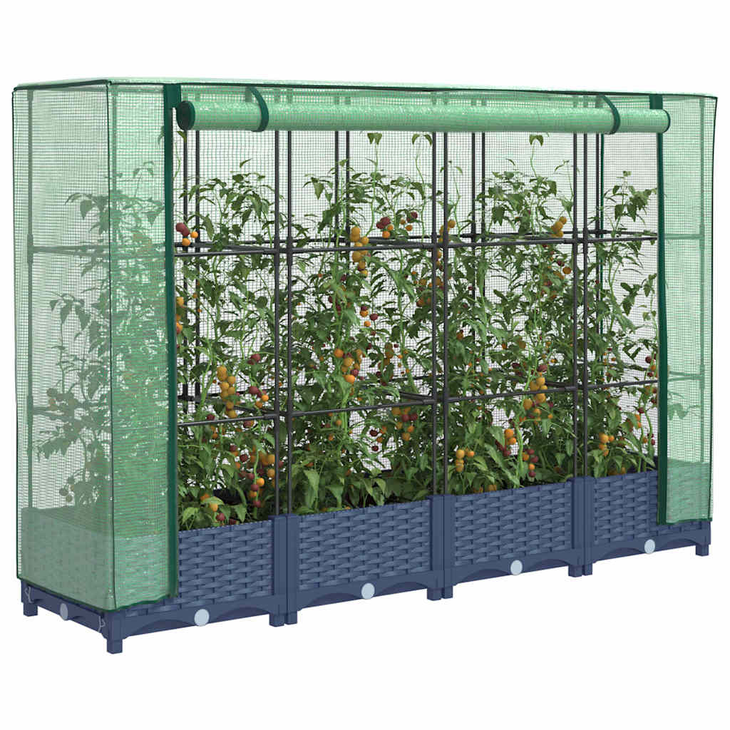 vidaXL Plantenbak verhoogd met kashoes 40x40x123 cm rattanlook