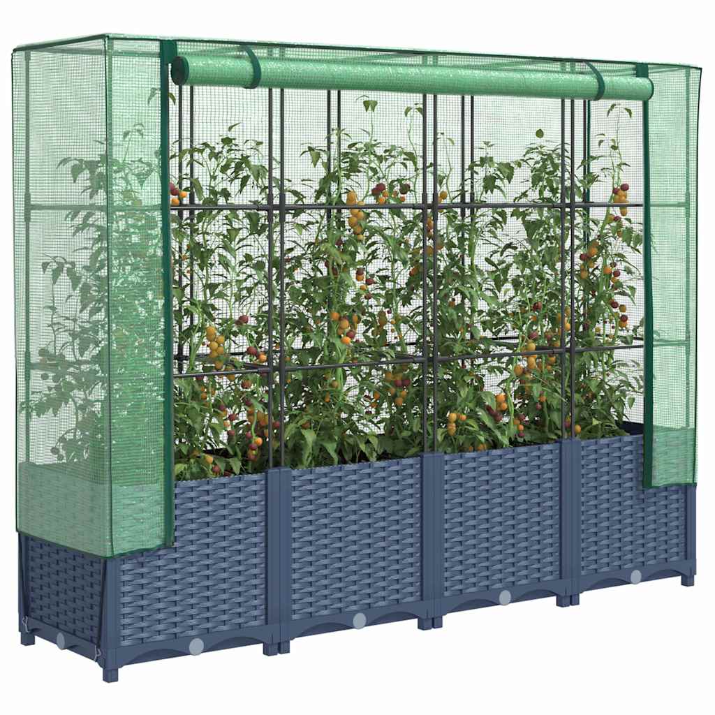vidaXL Plantenbak verhoogd met kashoes 40x40x123 cm rattanlook