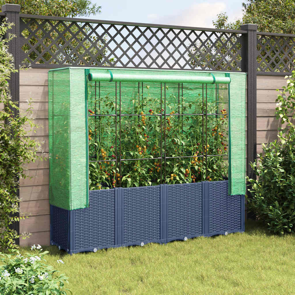vidaXL Plantenbak verhoogd met kashoes 160x40x153 cm rattanlook
