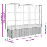 vidaXL Plantenbak verhoogd met kashoes 160x40x153 cm rattanlook
