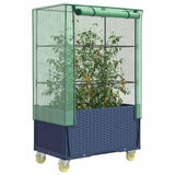 vidaXL Raised Planter with Cover and Wheels 80x50x182 cm Rattan Look