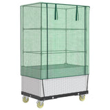vidaXL Raised Planter with Cover and Wheels 80x50x182 cm Rattan Look