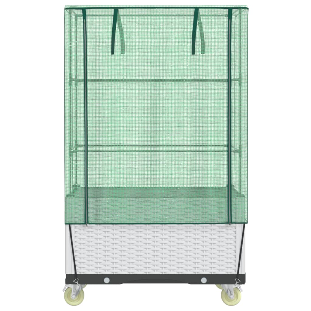 vidaXL Raised Planter with Cover and Wheels 80x50x182 cm Rattan Look