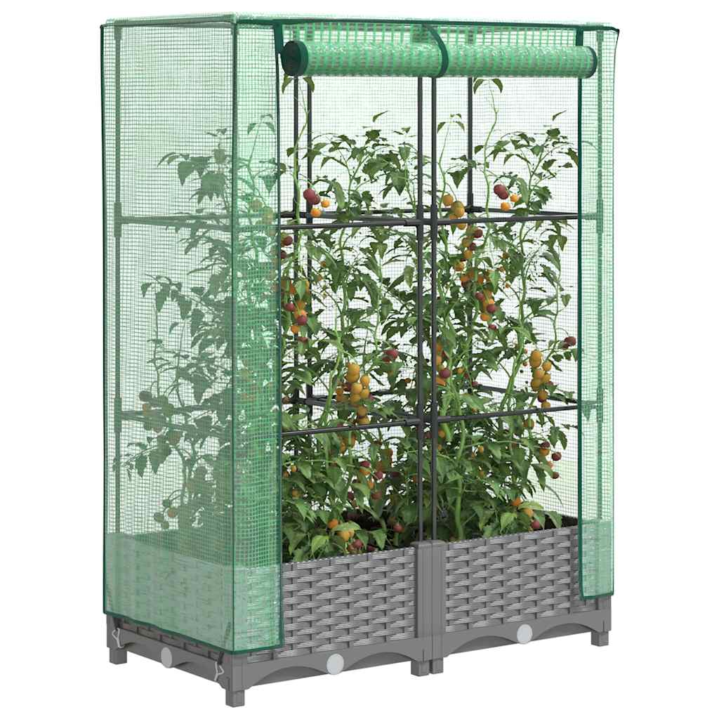 vidaXL Plantenbak verhoogd met kashoes 40x40x123 cm rattanlook