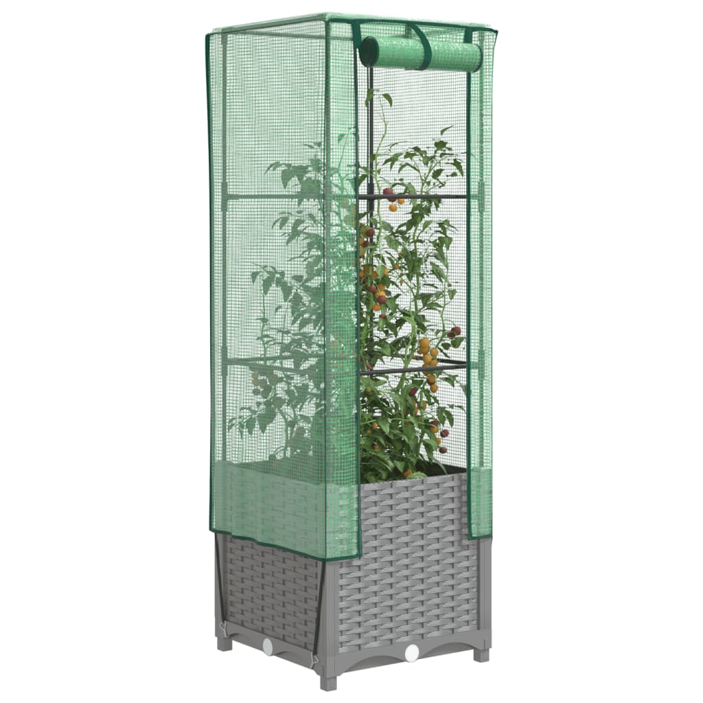 vidaXL Plantenbak verhoogd met kashoes 40x40x123 cm rattanlook