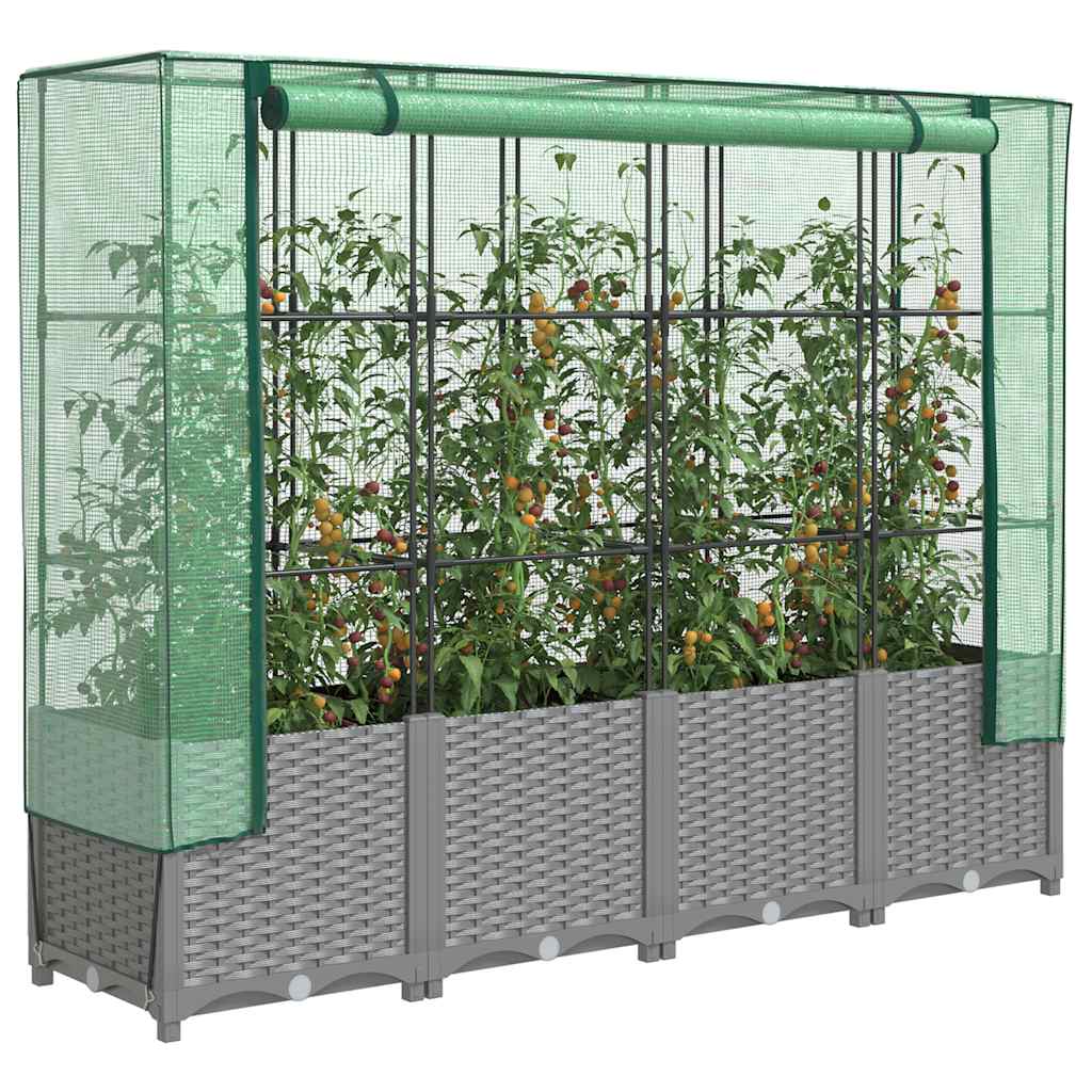 vidaXL Plantenbak verhoogd met kashoes 40x40x123 cm rattanlook