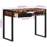 vidaXL Desk 100x50x75 cm solid rough mango wood