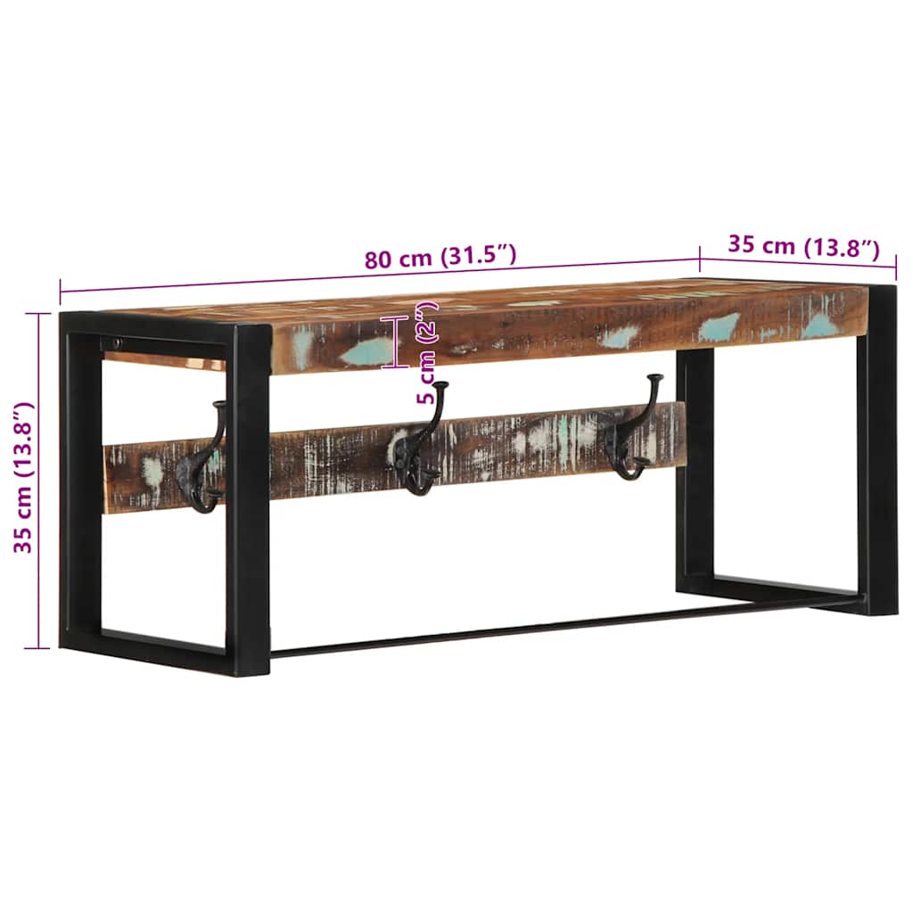 vidaXL Kapstok 80x35x35 cm massief ruw mangohout